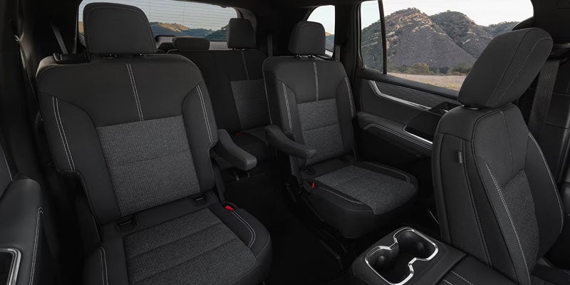 2026 GMC Acadia spacious 3-row interior in Garden City Park NY with leather seating and flexible cargo space for Long Island families