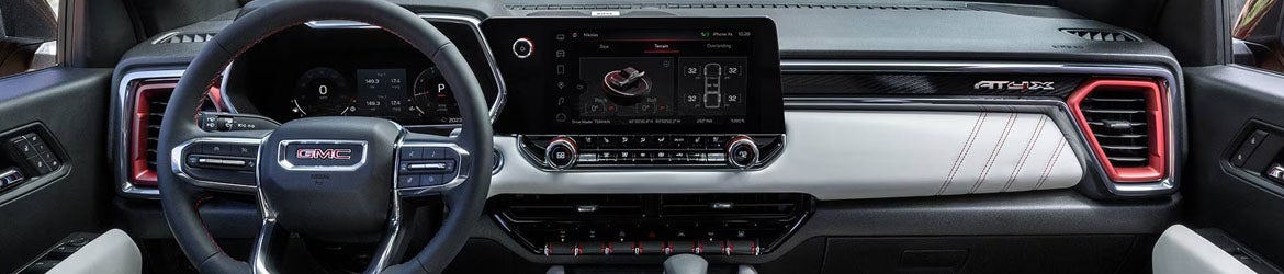 2026 GMC Canyon infotainment system in Garden City Park NY displaying 11.3-inch touchscreen with navigation and connectivity features