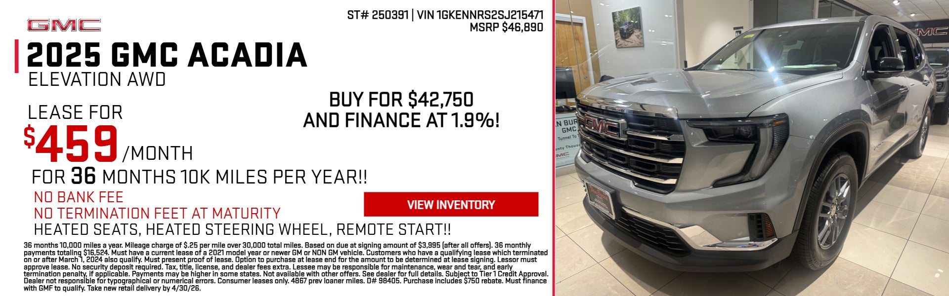 Silver 2026 Acadia on offer