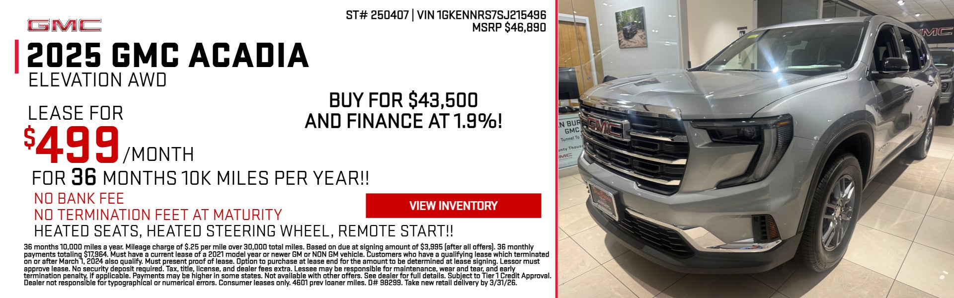 Silver 2025 Acadia on offer